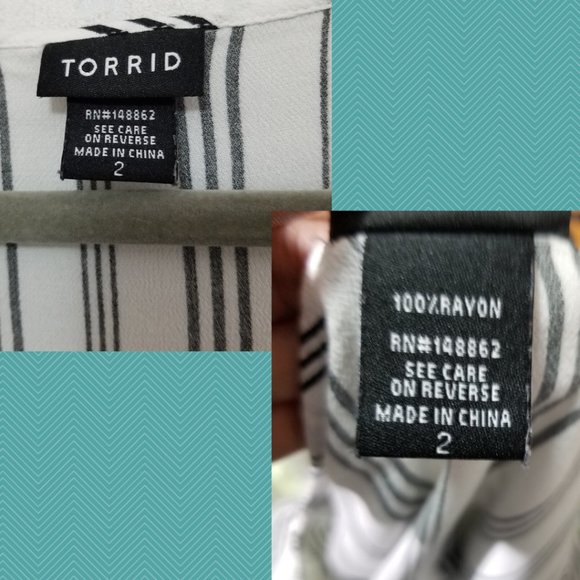 Torrid Ivory Striped Surplice Blouse - Picture 4 of 4